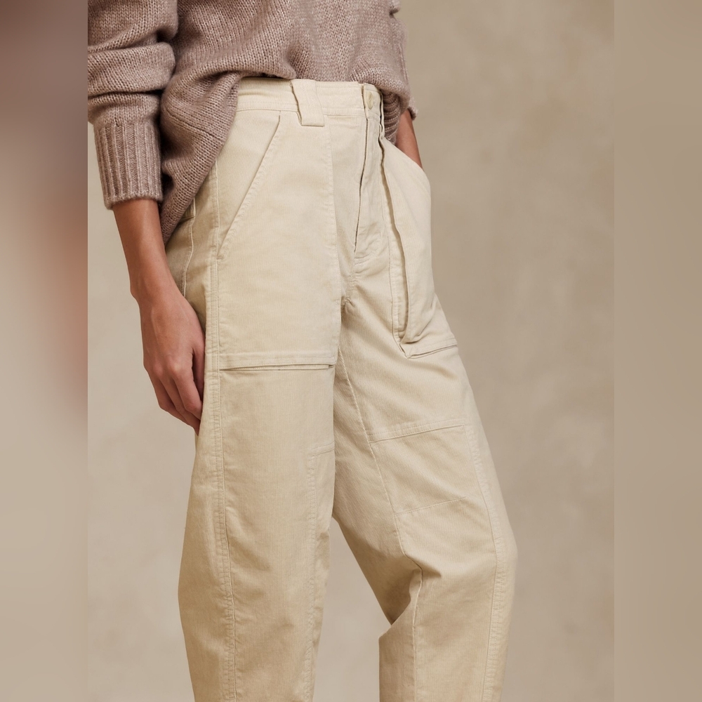 Banana Republic Corduroy Barrel Pant 4 Transition Cream White